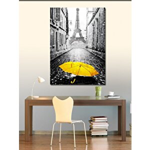 Kanvas Tablo Sarı Şemsiye Ve Eyfel Kulesi