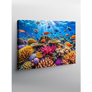 Kanvas Tablo Suyun Altındaki Balıklar Ve Bitkiler 100x140 cm
