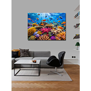 Kanvas Tablo Suyun Altındaki Balıklar Ve Bitkiler 100x140 cm
