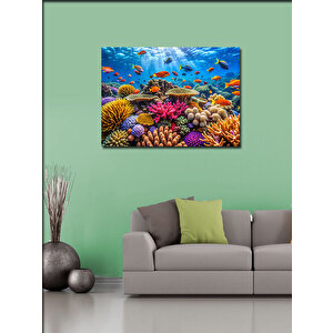 Kanvas Tablo Suyun Altındaki Balıklar Ve Bitkiler 100x140 cm