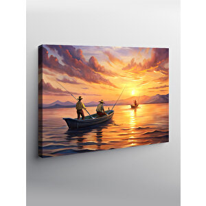 Kanvas Tablo Balık Tutan Balıkçılar 100x140 cm