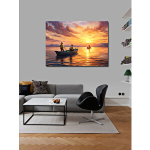 Kanvas Tablo Balık Tutan Balıkçılar 100x140 cm