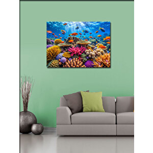 Kanvas Tablo Suyun Altındaki Balıklar Ve Bitkiler 70x100 cm