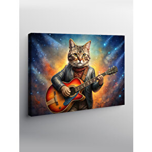 Kanvas Tablo Gitar Çalan Kedi
