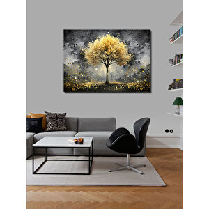 Kanvas Tablo Altın Rengi Ağaç 70x100 cm