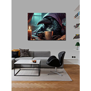 Kanvas Tablo Kahve İçen Karga 100x140 cm