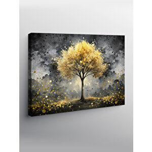 Kanvas Tablo Altın Rengi Ağaç