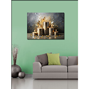 Kanvas Tablo Altın Rengi Mumlar 70x100 cm