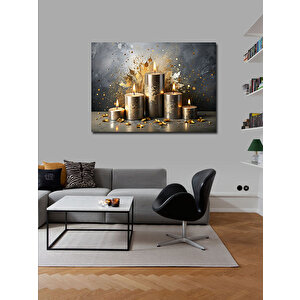 Kanvas Tablo Altın Rengi Mumlar 70x100 cm