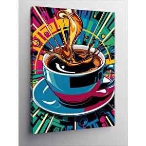 Kanvas Tablo Kahve Fincanı Ve Renkli Boyalar 70x100 cm