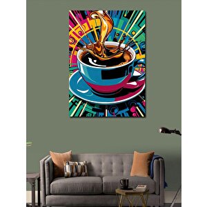 Kanvas Tablo Kahve Fincanı Ve Renkli Boyalar 70x100 cm