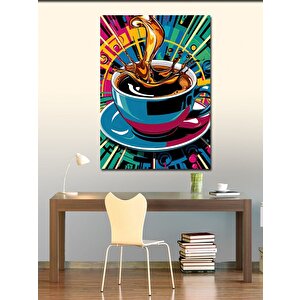 Kanvas Tablo Kahve Fincanı Ve Renkli Boyalar 70x100 cm