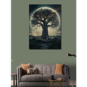 Kanvas Tablo Dev Ağaç Ve Ay 100x140 cm