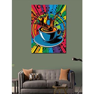 Kanvas Tablo Fincandaki Kahve Ve Desenler 100x140 cm