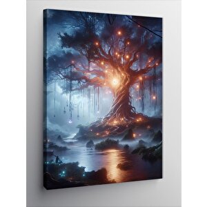 Kanvas Tablo Göldeki Büyük Ağaç 100x140 cm