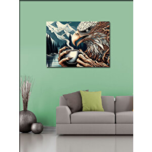 Kanvas Tablo Kahve İçen Kartal 100x140 cm