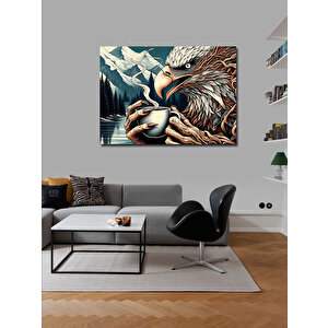 Kanvas Tablo Kahve İçen Kartal 100x140 cm
