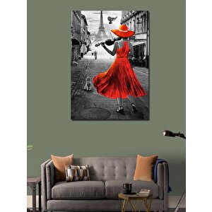 Kanvas Tablo Eyfel Kulesi Ve Keman Çalan Kadın 70x100 cm