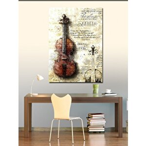 Kanvas Tablo Gazete Fonu Ve Keman 100x140 cm