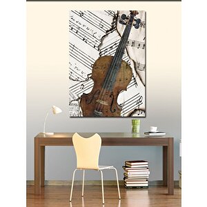 Kanvas Tablo Keman Ve Notalar 70x100 cm