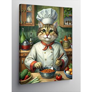 Kanvas Tablo Aşçı Kedi 100x140 cm