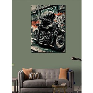 Kanvas Tablo Motorcu İskelet 70x100 cm