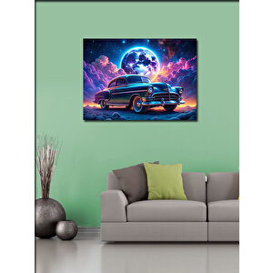 Kanvas Tablo Klasik Araba Ve Dolunay 70x100 cm