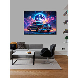 Kanvas Tablo Klasik Araba Ve Dolunay 70x100 cm