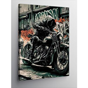 Kanvas Tablo Motorcu İskelet