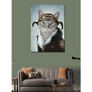 Kanvas Tablo Pilot Kedi 70x100 cm