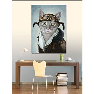 Kanvas Tablo Pilot Kedi 70x100 cm