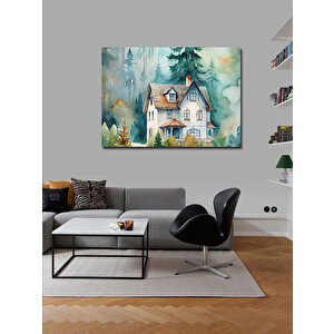 Kanvas Tablo Ormanın Ortasındaki Müstakil Ev 100x140 cm