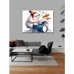 Kanvas Tablo Davul Çalan Sevimli Kutup Ayısı 100x140 cm