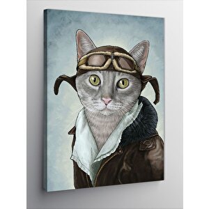 Kanvas Tablo Pilot Kedi