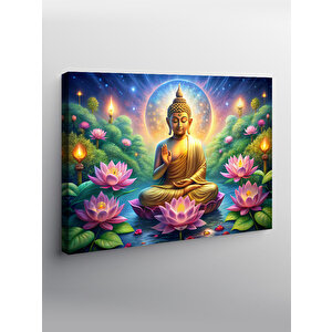 Kanvas Tablo Lotus Çiçeği Ve Buda Heykeli 70x100 cm