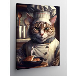 Kanvas Tablo Aşçı Kedi 100x140 cm