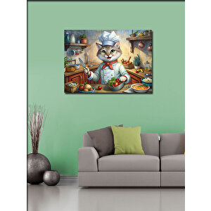 Kanvas Tablo Aşçı Kedi 100x140 cm