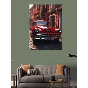 Kanvas Tablo Kırmızı Klasik Araba 70x100 cm