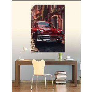 Kanvas Tablo Kırmızı Klasik Araba 70x100 cm