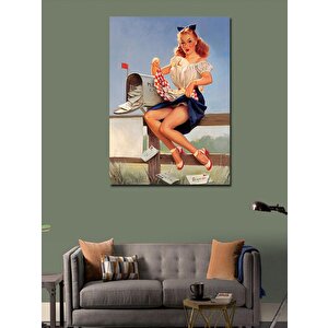 Kanvas Tablo Posta Kutusu Ve Pin Up Kızı 70x100 cm