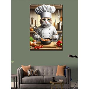 Kanvas Tablo Aşçı Kedi 70x100 cm
