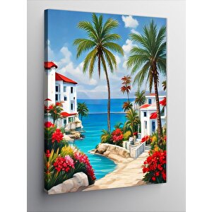 Kanvas Tablo Yazlık Evler 70x100 cm