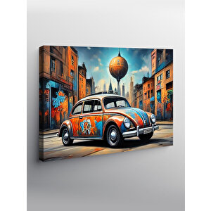 Kanvas Tablo Grafitili Kaplumbağa Araba 100x140 cm