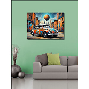 Kanvas Tablo Grafitili Kaplumbağa Araba 100x140 cm
