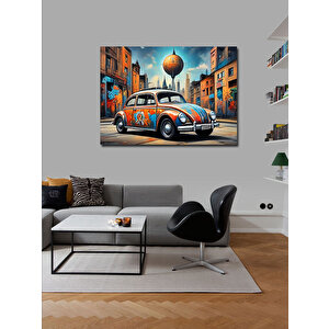 Kanvas Tablo Grafitili Kaplumbağa Araba 100x140 cm