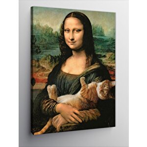 Kanvas Tablo Mona Lisa Ve Kedi