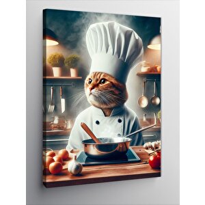 Kanvas Tablo Aşçı Kedi 100x140 cm