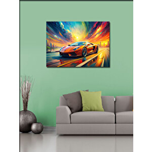 Kanvas Tablo Turuncu Spor Araba 100x140 cm