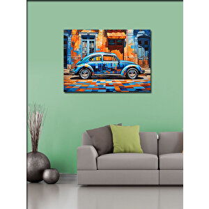 Kanvas Tablo Mavi Kaplumbağa Araba 70x100 cm