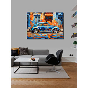 Kanvas Tablo Mavi Kaplumbağa Araba 70x100 cm